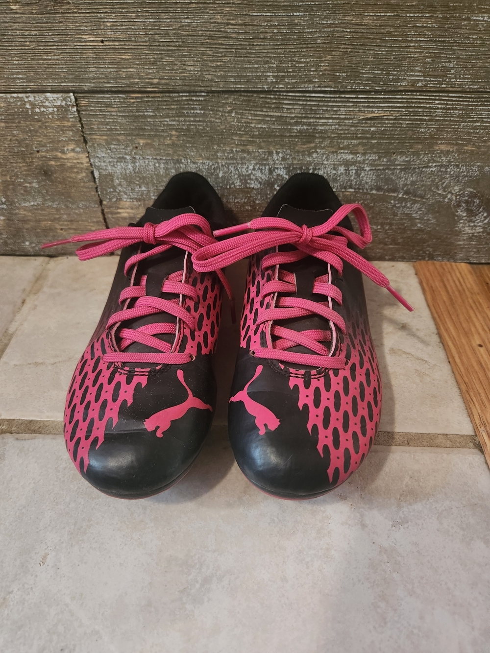 Puma Pink and Black Girs Soccer Cleats